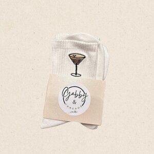 GRIP SOCKS - Embroidered Espresso Martini Glass for pilates, yoga, barre, lagree